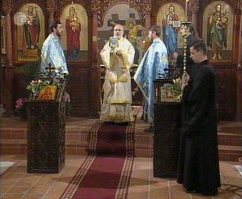 Bishop TICHON, Priests YULIAN and LYUBOMIR serving in Bulgarian Orthodox Cathedral in Berlin, Germany