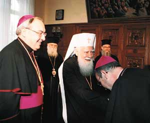 Archbishop RENATO SANDRI and Mons. RENATO BOKARDO visiting Bulgarian Patriarch  MAKSIM