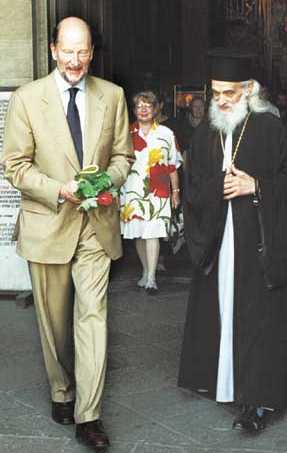 P.M. SIMEON and Bishop HILARION of Trajanopol leaving St.Alexander Nevski Cathedral