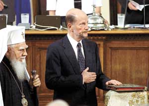 Bulgarian Patriarch  MAKSIM and P.M. SIMEON during Oath of Office in Bulgarian Parlament